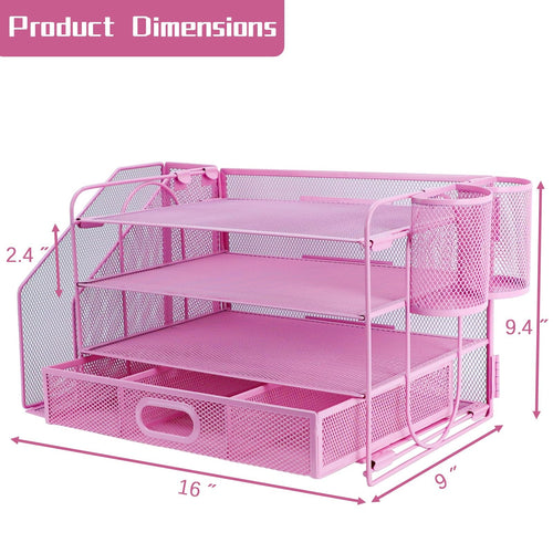 Desk Organizers and Accessories with File Holder, 4-Tier Paper Letter Tray