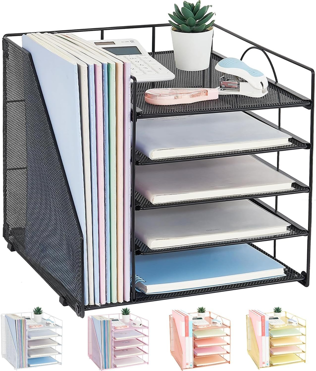 Desk Organizers and Accessories, 5-Tier Paper Letter Tray Organizer wit