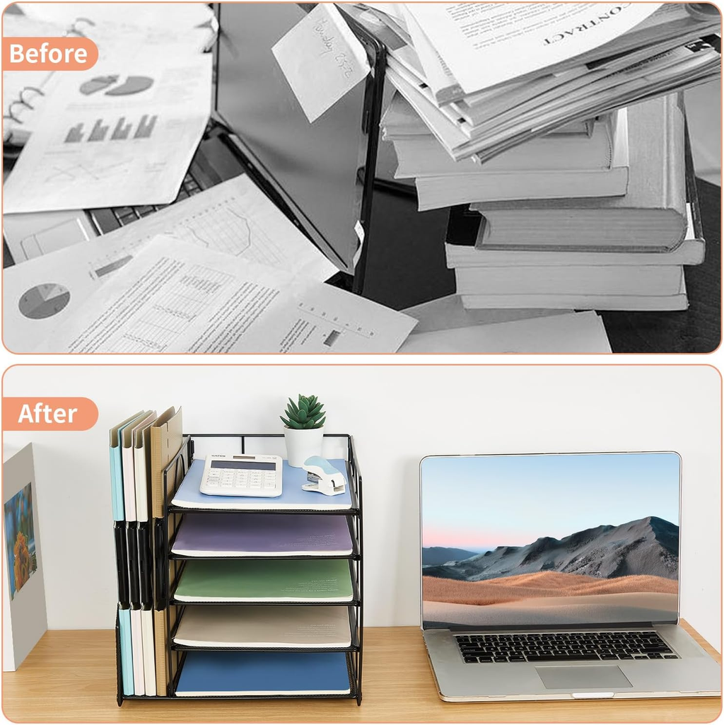 Desk Organizers and Accessories, 5-Tier Paper Letter Tray Organizer wit