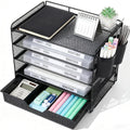 Desk Organizer with Drawer & 5-Tier Paper Letter Tray