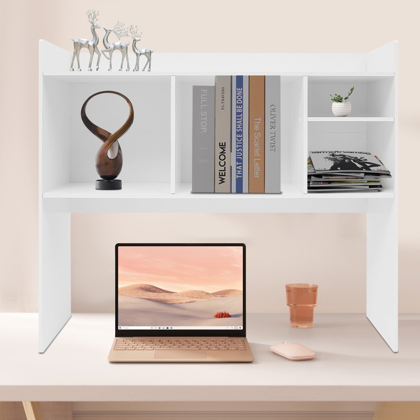 6 Grids Desk Bookshelf Desktop Storage Organizer Display Shelf Rack Dorm Office